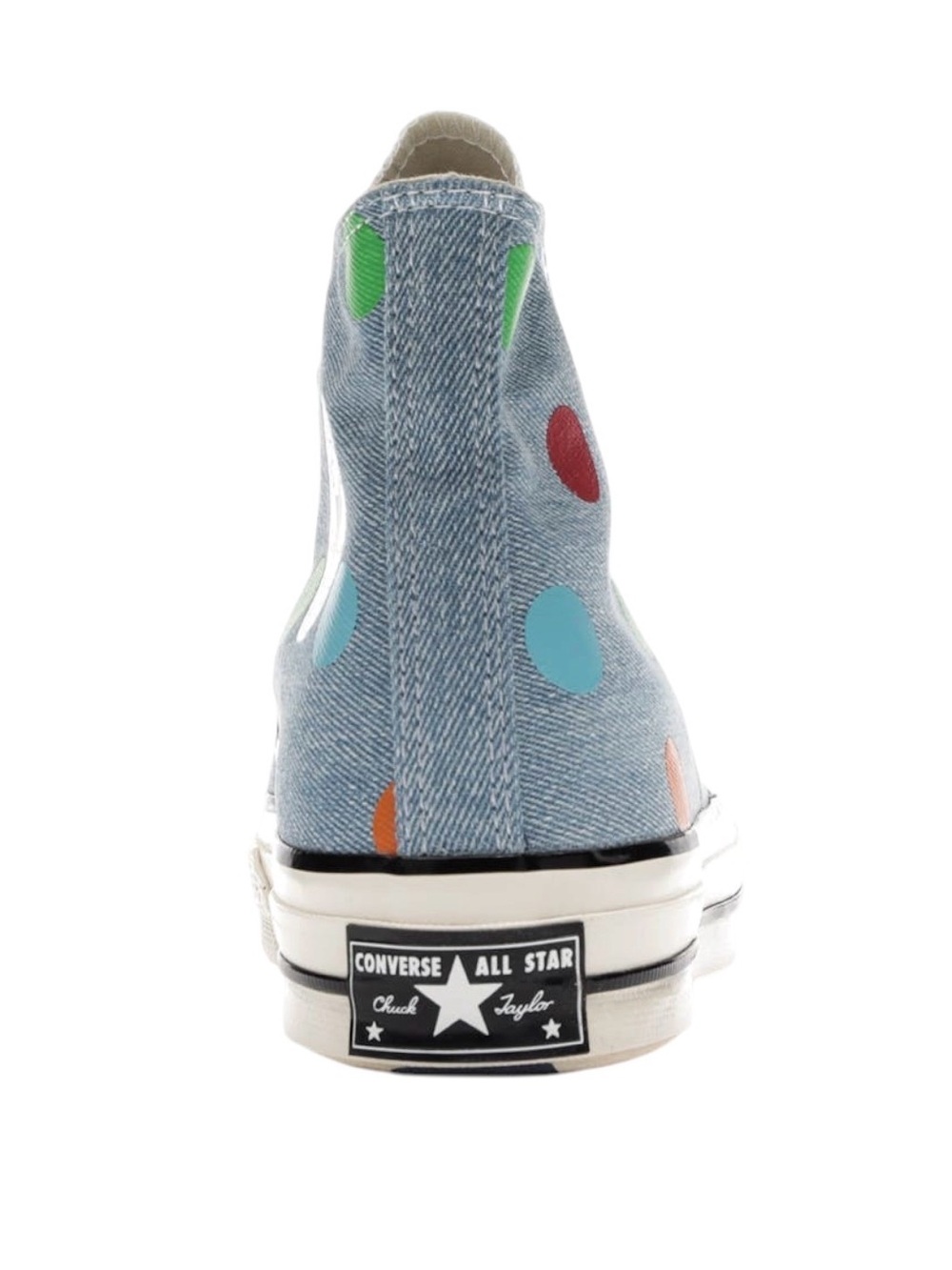 Converse Chuck 70 Hi Denim Polka Dot Sneakers Blue Multi 170011C M 10 W 12 - Picture 2 of 5
